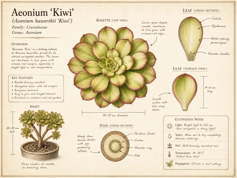 Aeonium ‘Kiwi’ (Aeonium haworthii ‘Kiwi’)