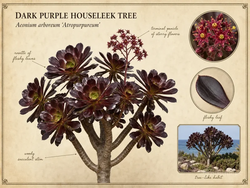 Dark Purple Houseleek Tree (Aeonium arboreum ‘Atropurpureum’)