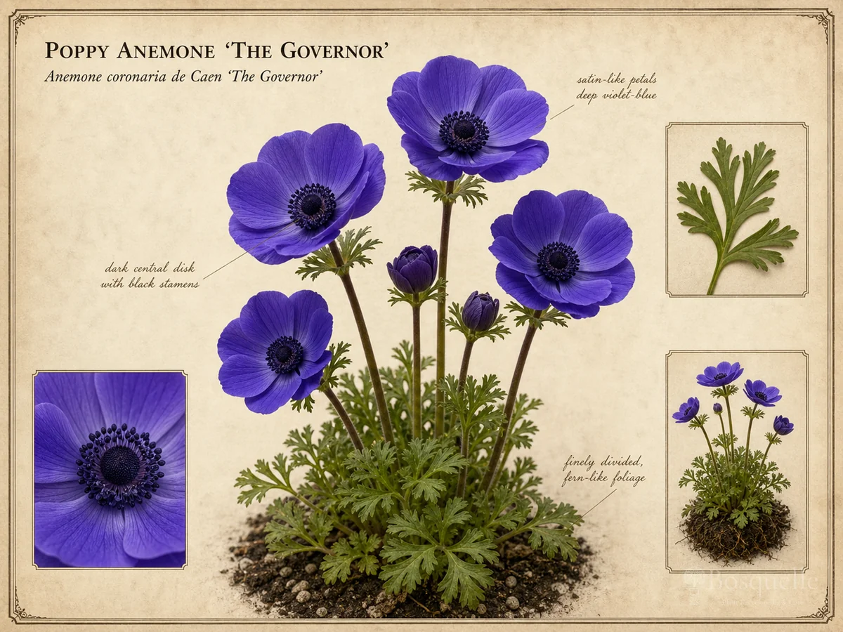 Poppy Anemone ‘The Governor’ (Anemone coronaria de Caen ‘The Governor’)