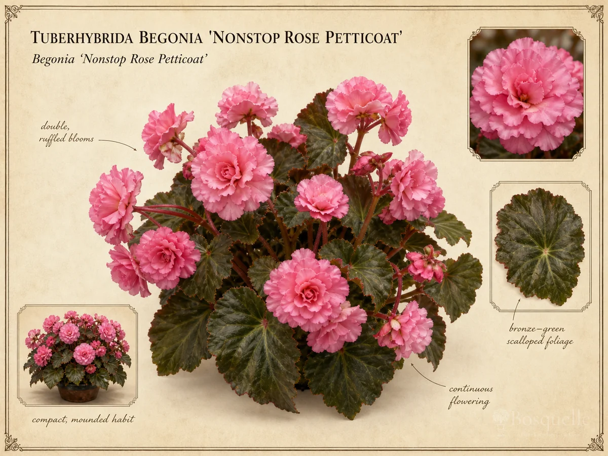 Tuberhybrida Begonia ‘Nonstop Rose Petticoat’ (Begonia ‘Nonstop Rose Petticoat’)