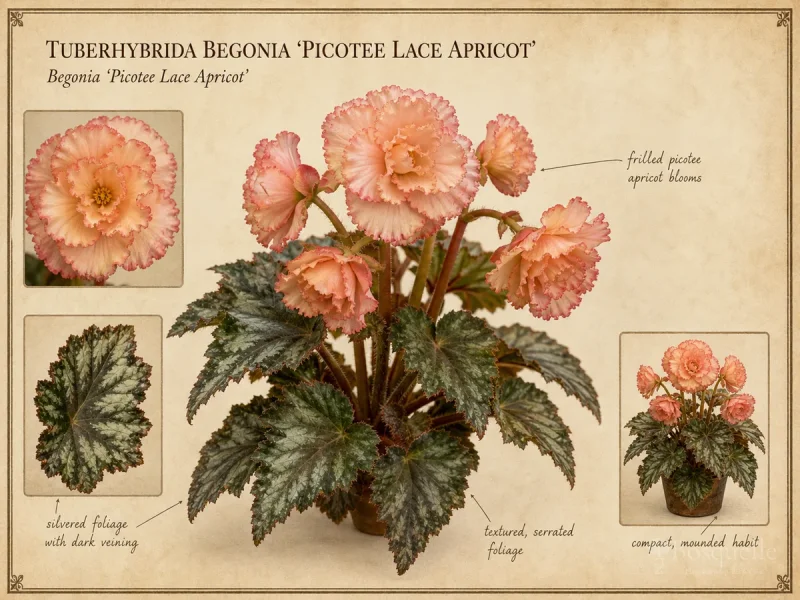 Tuberhybrida Begonia ‘Picotee Lace Apricot’ (Begonia ‘Picotee Lace Apricot’)
