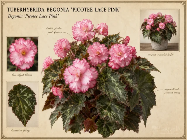 Tuberhybrida Begonia ‘Picotee Lace Pink’ (Begonia ‘Picotee Lace Pink’)
