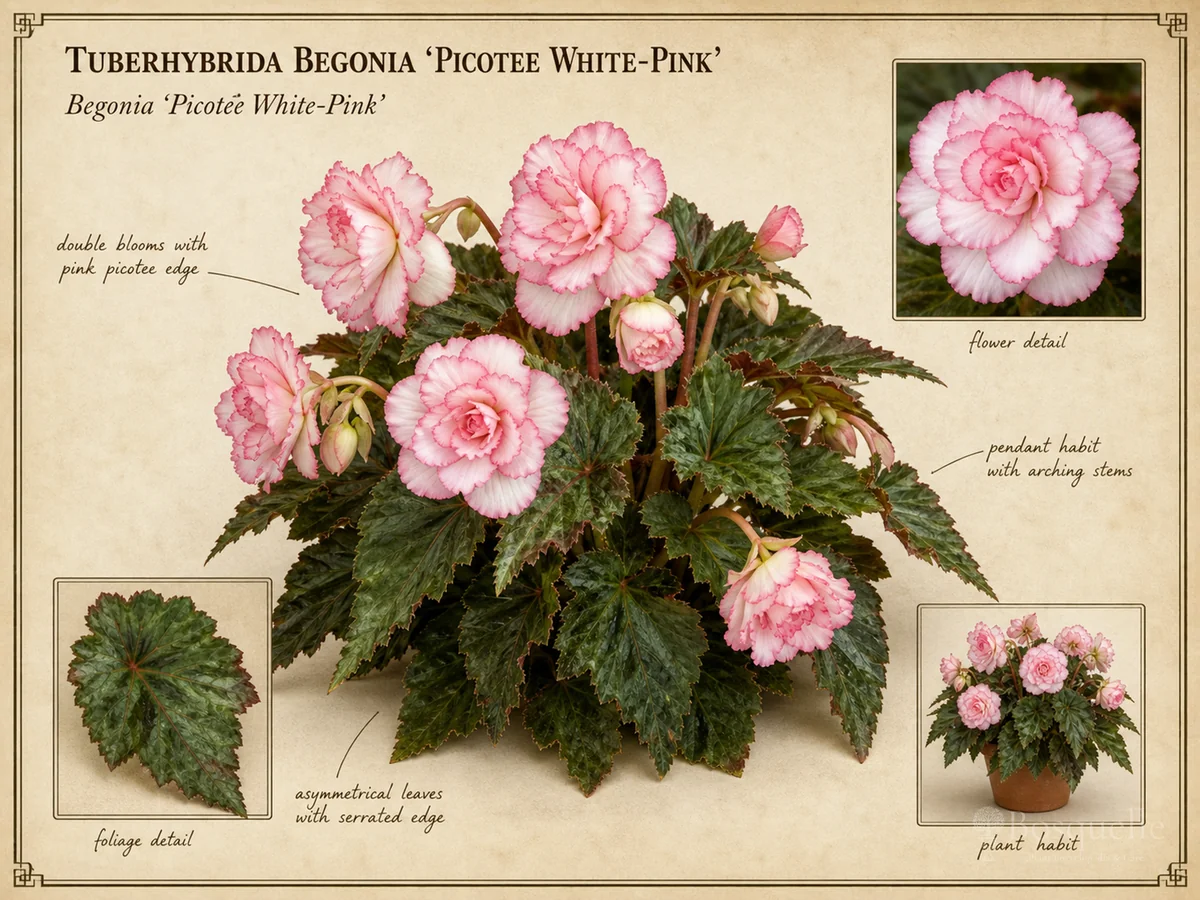 Tuberhybrida Begonia ‘Picotee White-Pink’ (Begonia ‘Picotee White-Pink’)