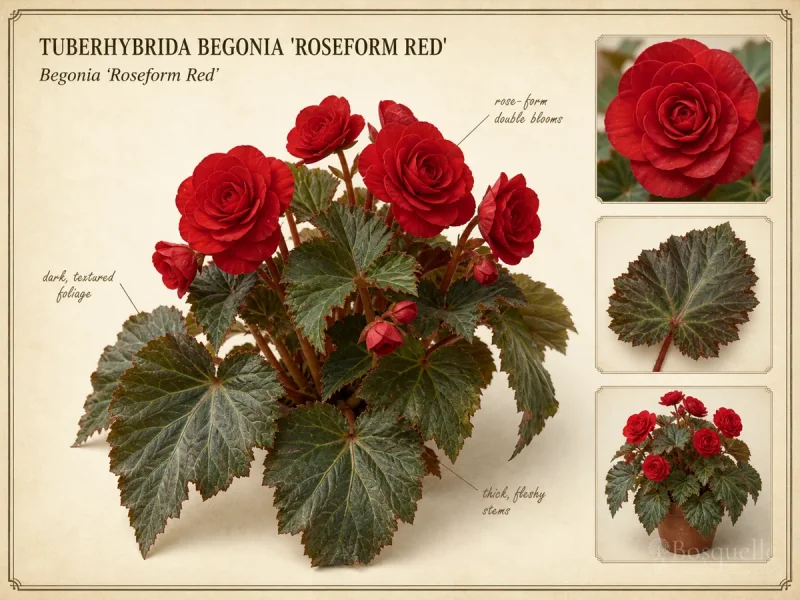 Tuberhybrida Begonia 'Roseform Red' — Shade, mix, and the crown