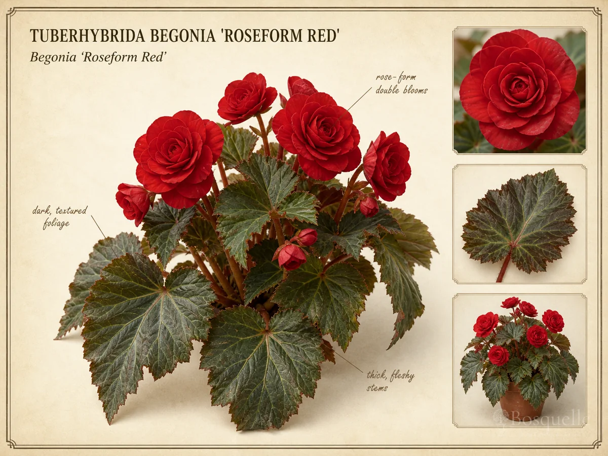 Tuberhybrida Begonia ‘Roseform Red’ (Begonia ‘Roseform Red’)