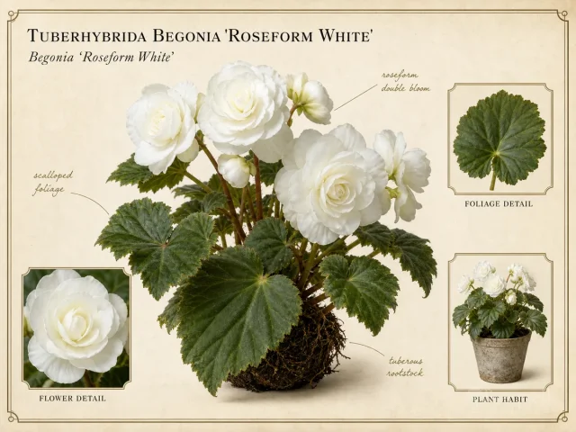 Tuberhybrida Begonia ‘Roseform White’ (Begonia ‘Roseform White’)
