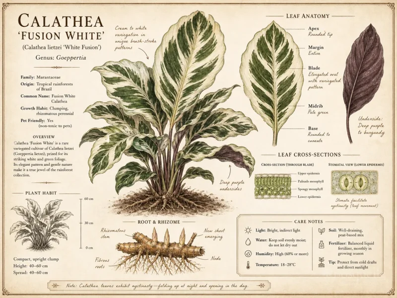 Calathea ‘Fusion White’ (Calathea lietzei ‘White Fusion’)
