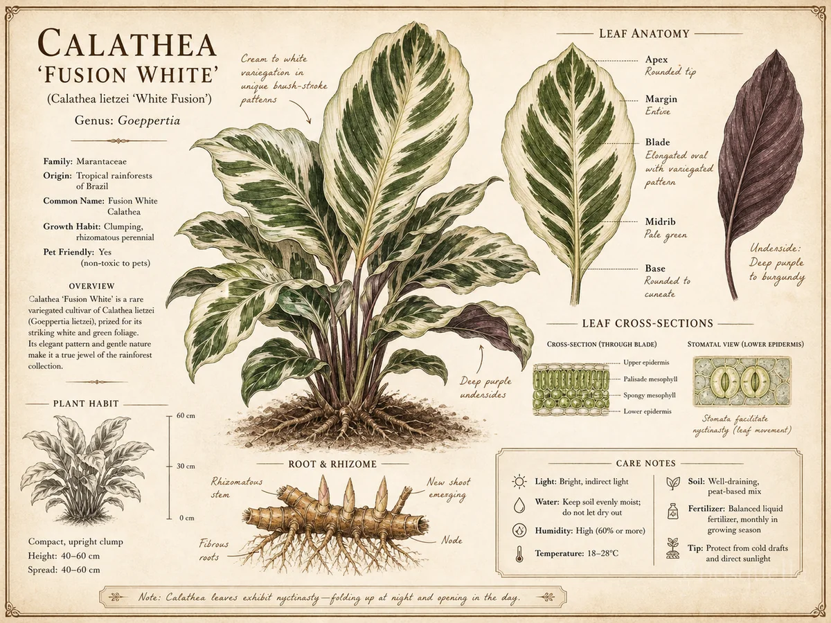 Calathea ‘Fusion White’ (Calathea lietzei ‘White Fusion’)