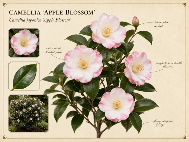 Camellia ‘Apple Blossom’ (Camellia japonica ‘Apple Blossom’)