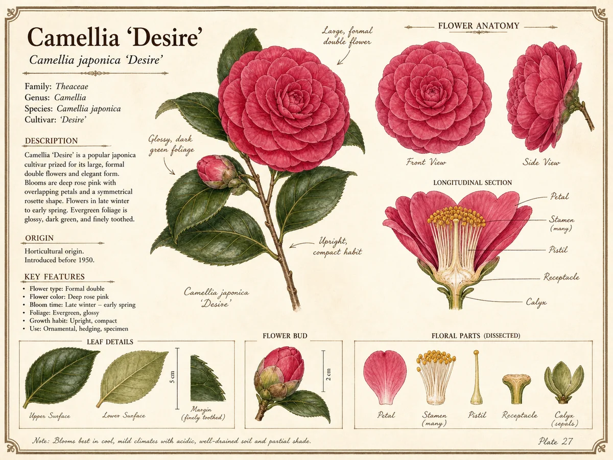 Camellia ‘Desire’ (Camellia japonica ‘Desire’)