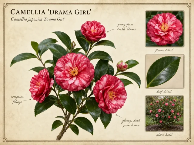 Camellia ‘Drama Girl’ (Camellia japonica ‘Drama Girl’)