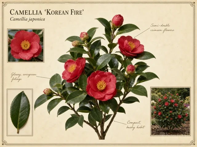 Camellia ‘Korean Fire’ (Camellia japonica ‘Korean Fire’)
