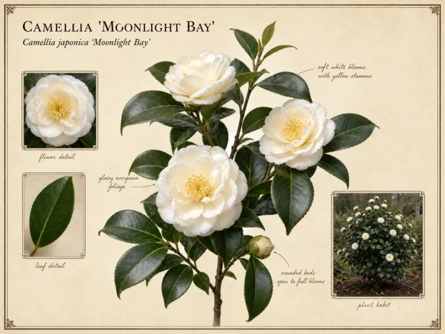 Camellia ‘Moonlight Bay’ (Camellia japonica ‘Moonlight Bay’)