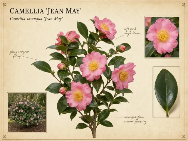 Camellia ‘Jean May’ (Camellia sasanqua ‘Jean May’)