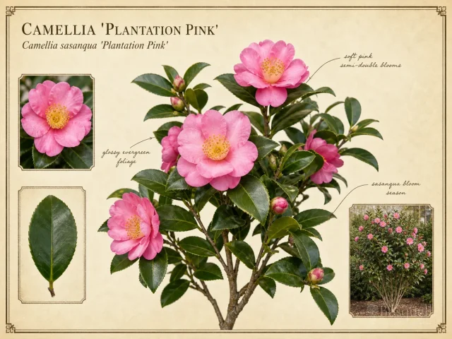 Camellia ‘Plantation Pink’ (Camellia sasanqua ‘Plantation Pink’)