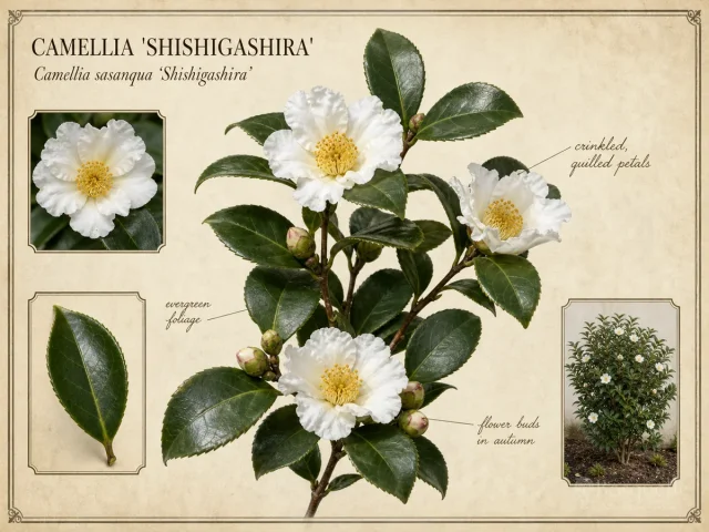 Camellia ‘Shishigashira’ (Camellia sasanqua ‘Shishigashira’)