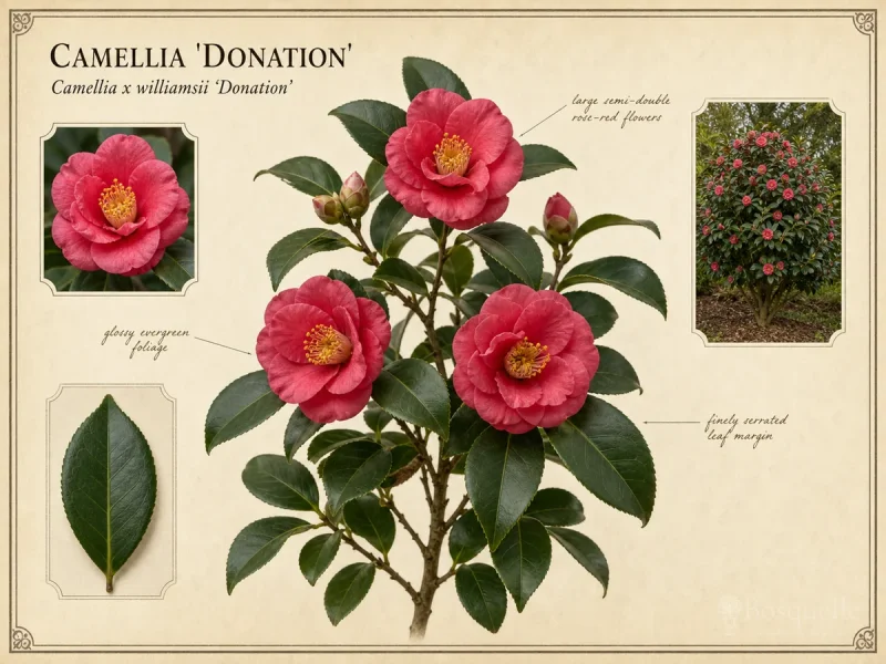 Camellia 'Donation' — Japonica ≠ sasanqua