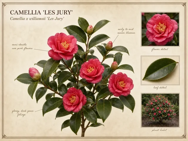 Camellia ‘Les Jury’ (Camellia x williamsii ‘Les Jury’)