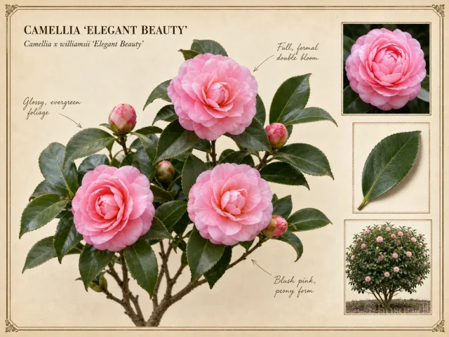 Camellia ‘Elegant Beauty’ (Camellia x williamsii ‘Elegant Beauty’)