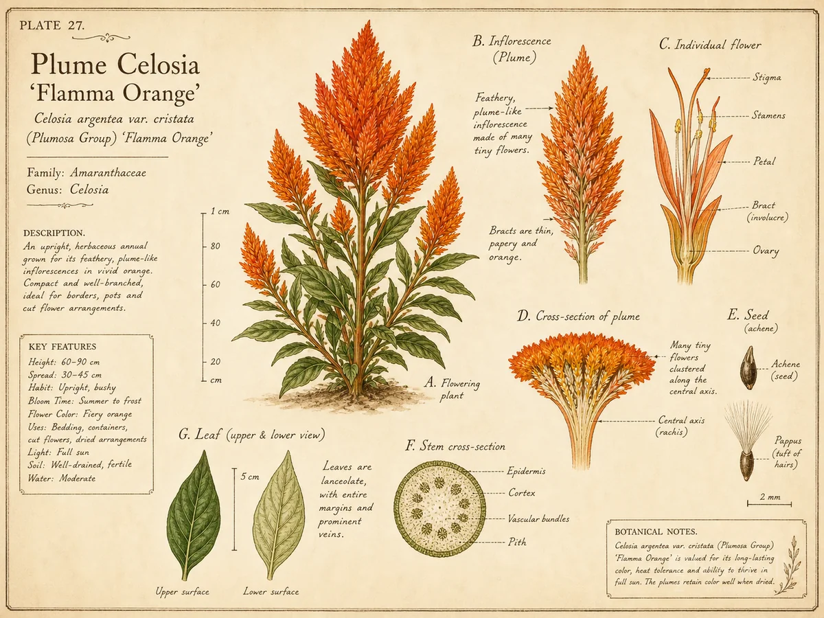 Plume Celosia 'Flamma Orange'