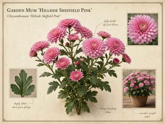 Garden Mum ‘Hillside Sheffield Pink’ (Chrysanthemum ‘Hillside Sheffield Pink’)