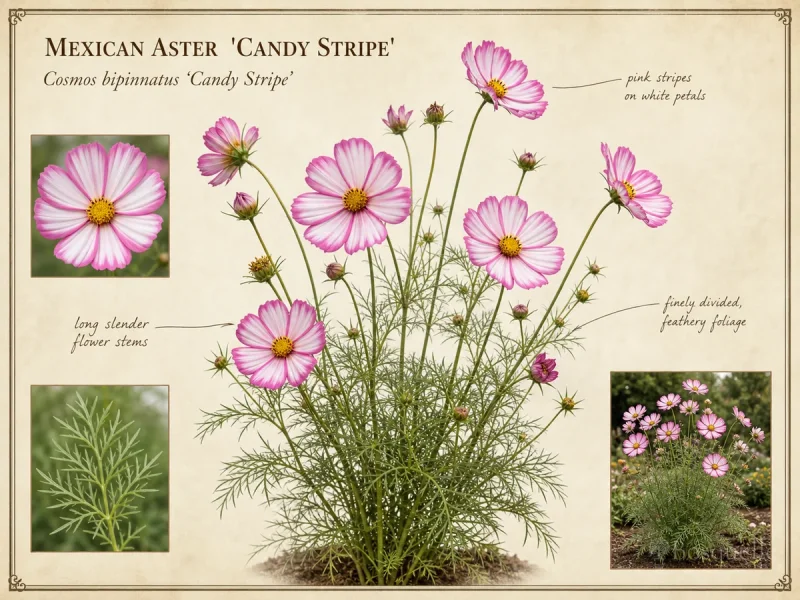 Mexican Aster  ‘Candy Stripe’ (Cosmos bipinnatus ‘Candy Stripe’)