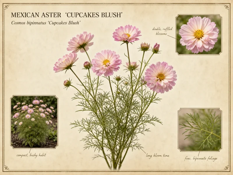 Mexican Aster  ‘Cupcakes Blush’ (Cosmos bipinnatus ‘Cupcakes Blush’)