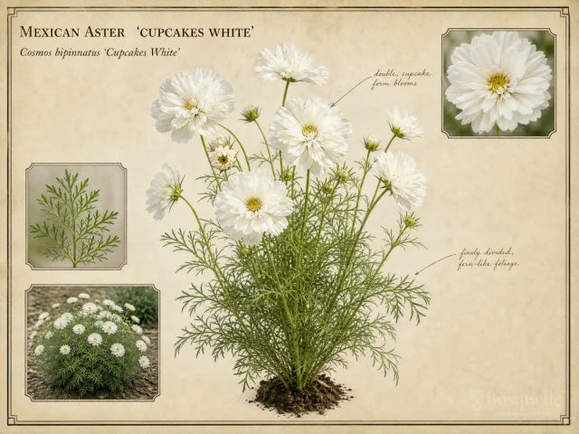 Mexican Aster  ‘Cupcakes White’ (Cosmos bipinnatus ‘Cupcakes White’)
