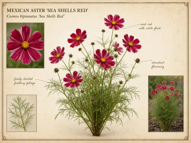 Mexican Aster ‘Sea Shells Red’ (Cosmos bipinnatus ‘Sea Shells Red’)