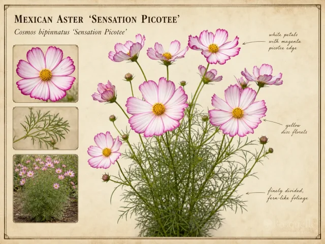 Mexican Aster  ‘Sensation Picotee’ (Cosmos bipinnatus ‘Sensation Picotee’)