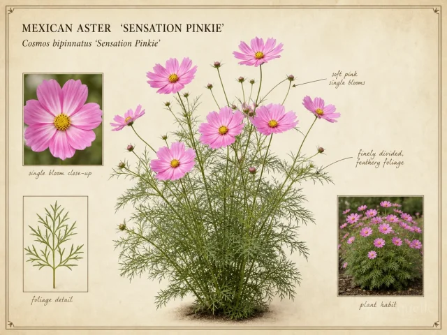 Mexican Aster  ‘Sensation Pinkie’ (Cosmos bipinnatus ‘Sensation Pinkie’)
