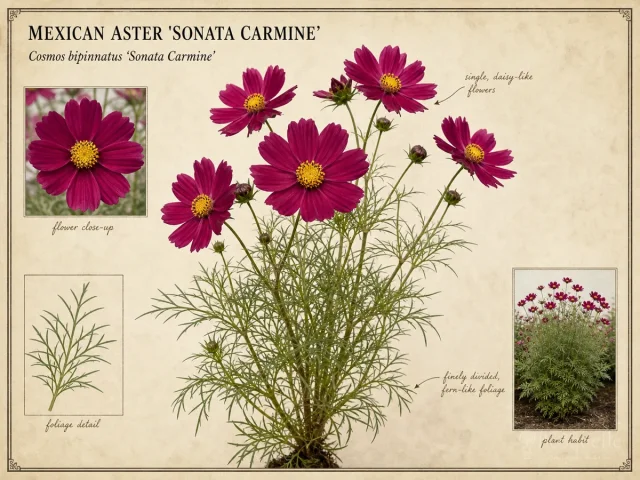 Mexican Aster ‘Sonata Carmine’ (Cosmos bipinnatus ‘Sonata Carmine’)