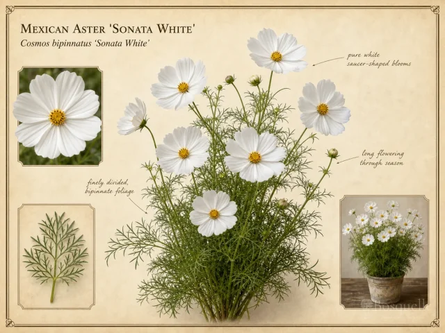 Mexican Aster ‘Sonata White’ (Cosmos bipinnatus ‘Sonata White’)