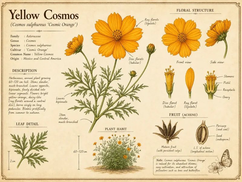 Yellow Cosmos (Cosmos sulphureus ‘Cosmic Orange’)