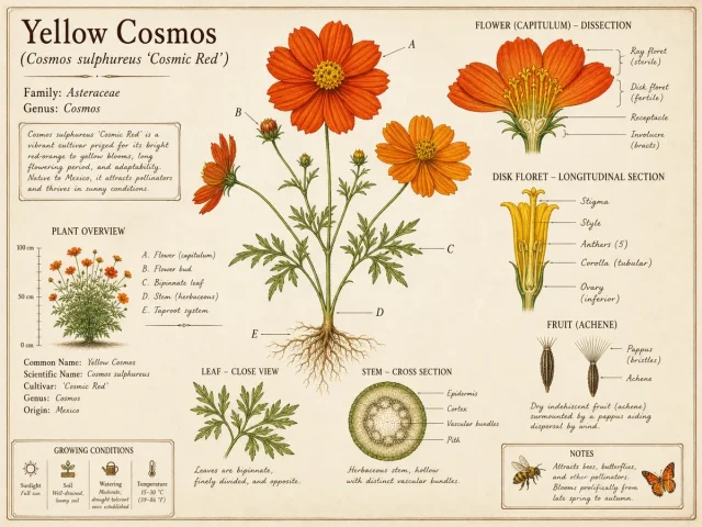Yellow Cosmos (Cosmos sulphureus ‘Cosmic Red’)