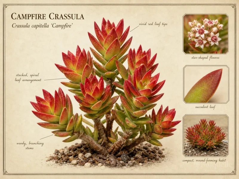Campfire Crassula (Crassula capitella ‘Campfire’)