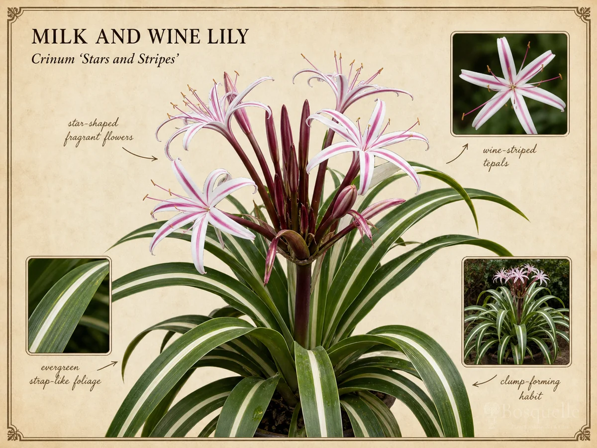 Milk and Wine Lily (Crinum ‘Stars and Stripes’)