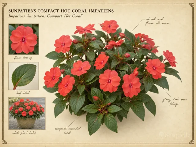Sunpatiens Compact Hot Coral Impatiens (Impatiens ‘Sunpatiens Compact Hot Coral’)