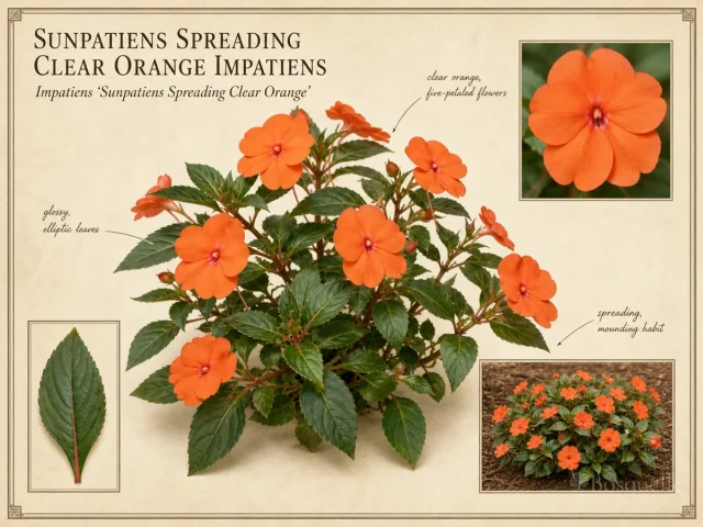 Sunpatiens Spreading Clear Orange Impatiens (Impatiens ‘Sunpatiens Spreading Clear Orange’)