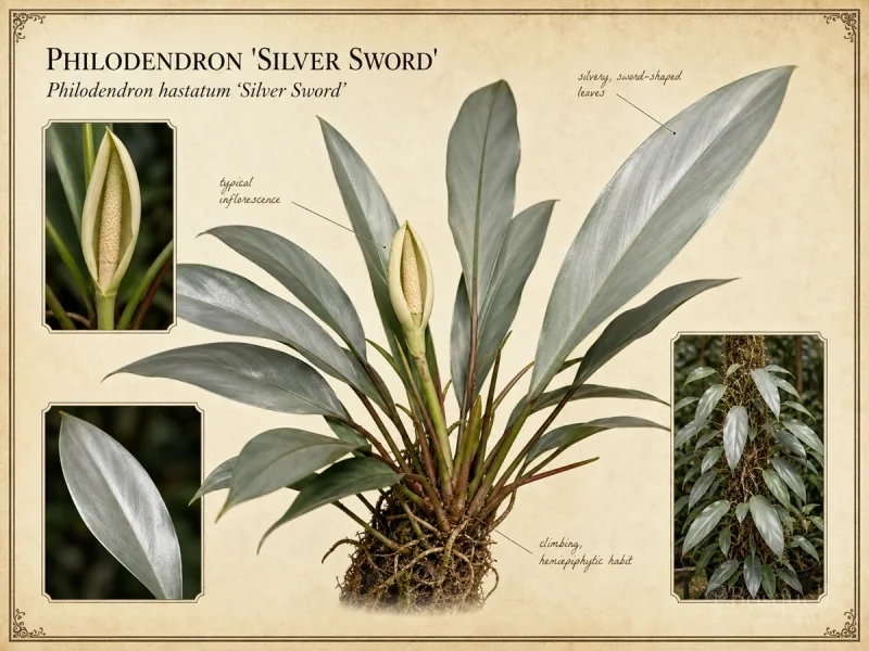 Philodendron ‘Silver Sword’ (Philodendron hastatum ‘Silver Sword’)