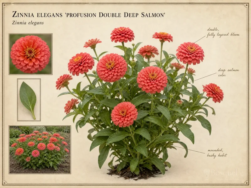 Zinnia elegans ‘Profusion Double Deep Salmon’ (Zinnia ‘Profusion Double Deep Salmon’)