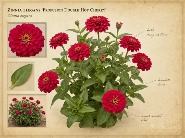 Zinnia elegans ‘Profusion Double Hot Cherry’ (Zinnia ‘Profusion Double Hot Cherry’)