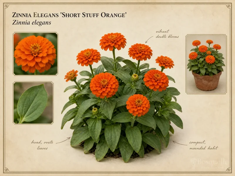 Zinnia elegans ‘Short Stuff Orange’ (Zinnia ‘Short Stuff Orange’)
