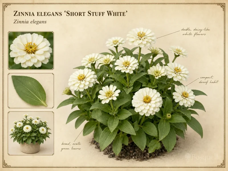 Zinnia elegans ‘Short Stuff White’ (Zinnia ‘Short Stuff White’)