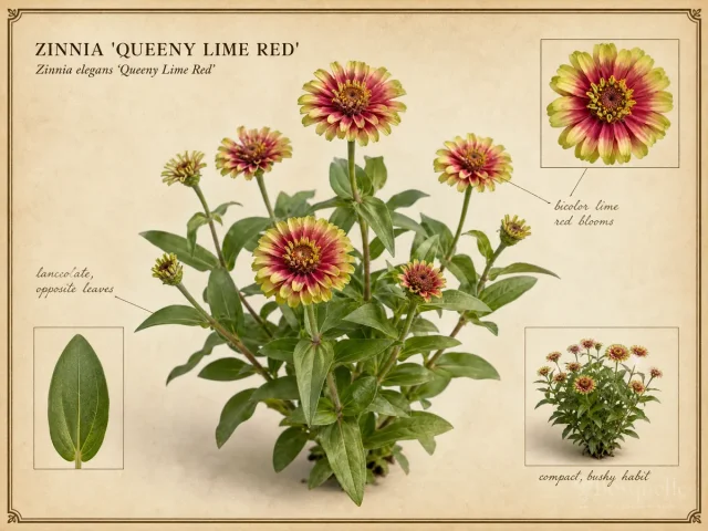 Zinnia ‘Queeny Lime Red’ (Zinnia elegans ‘Queeny Lime Red’)