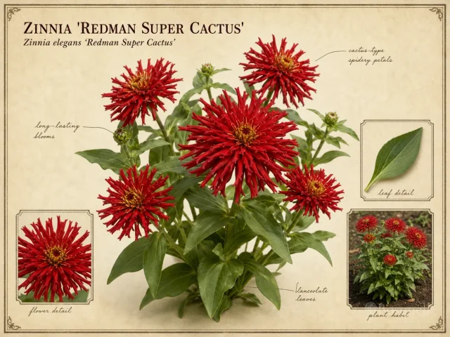 Zinnia ‘Redman Super Cactus’ (Zinnia elegans ‘Redman Super Cactus’)
