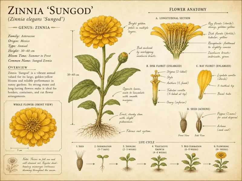 Zinnia ‘Sungod’ (Zinnia elegans ‘Sungod’)