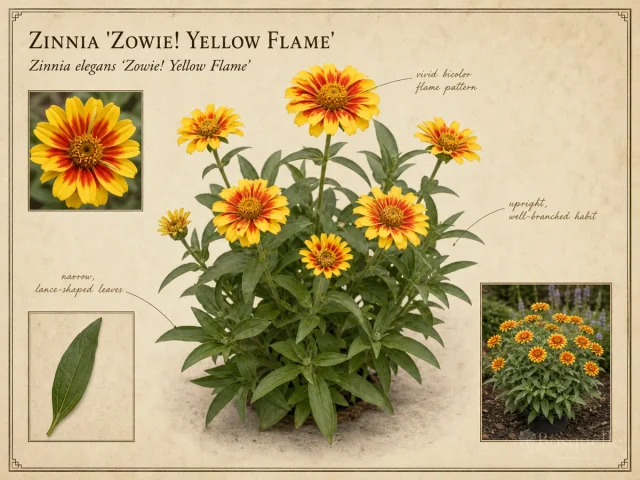 Zinnia ‘Zowie! Yellow Flame’ (Zinnia elegans ‘Zowie! Yellow Flame’)