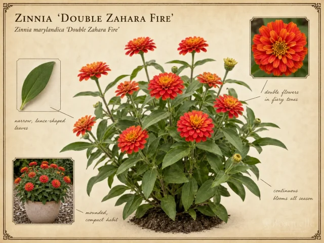 Zinnia ‘Double Zahara Fire’ (Zinnia marylandica ‘Double Zahara Fire’)