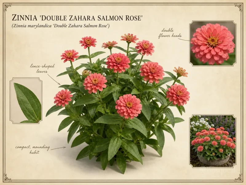 Zinnia ‘Double Zahara Salmon Rose’ (Zinnia marylandica ‘Double Zahara Salmon Rose’)